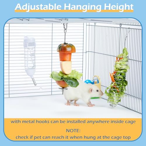 Medium Wooden Rat Climbing Ladder with 2 Stainless Steel Foraging Toys for Rats Mice and Birds