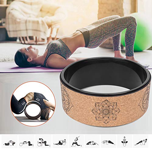 High Density PU Rubber Yoga Wheel for Stretching and Flexibility to Help Back Aches and Tension, Tear, Flexible Roller Designed, Extend Premium Back Roller - color: Black inner ring
