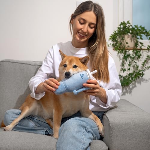 Nestpark Tumbler Cup Funny Dog Toy - Parody Plush Squeaky Crinkle Dog Toy (Chambray Blue) - color: Chambray Blue