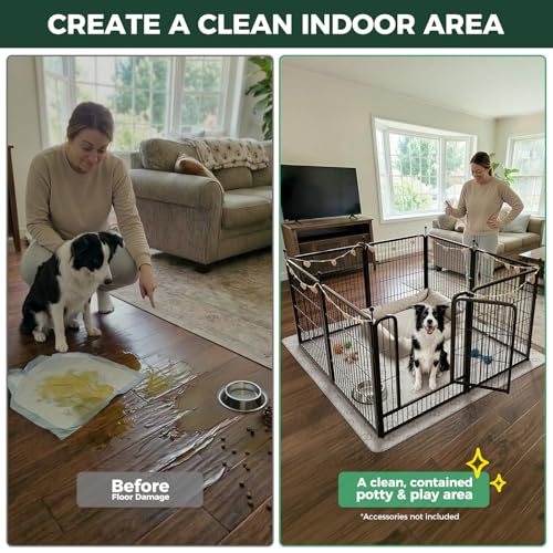 FXW Rollick Unleashed Dog Playpen for Indoor, Yard, RV Camping, 32 inch 8 Panels Dog Pen with Washable Pee Pad for Small and Medium Dogs, Black│Patented | Heavy-Duty & Easy setup Play Area, Super Absorbent Pad for Easy Cleanup, For Small & Medium Dogs, Pa