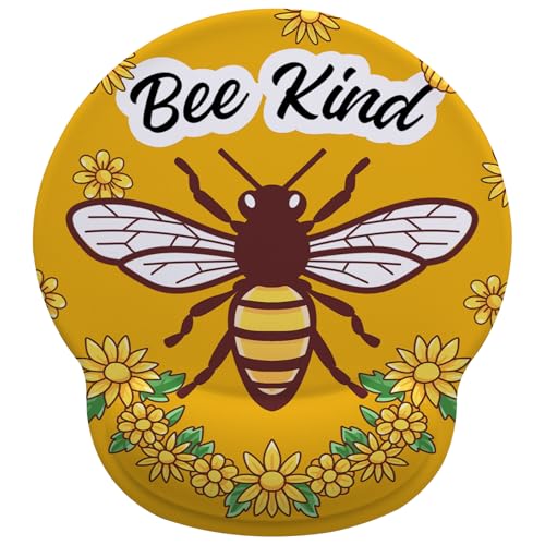 Cute Bee Mouse Pad with Gel Wrist Support, Smooth Surface Ergonomic Mouse pad, Non-Slip Pain Relief Desk Mat for Gaming, Work & Office Desktop - color: Cute Bee