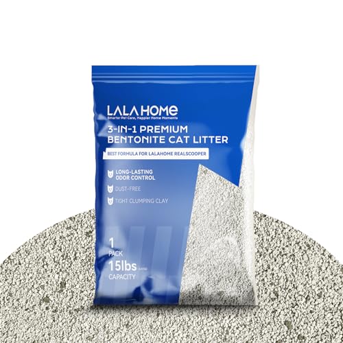 Clumping Cat Litter, Premium Bentonite Cat Litter Sodium-Based, Dust-Free, Strong Durability, Odor Control, Natural Mineral Formula Unscented Litter for RealScooper - 15 lb. Box - size: 15lb-Frustration Free Pack