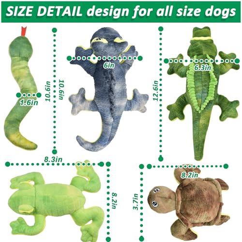 LECHONG Stuffed Animal Dog Toys, 5 Pack Tough Squeaky Dog Toys, Plush Toys Assortment, Great Value Pet Toys Bundle, Woodland Series Chew Toys for Large Medium and Small Dogs Puppy Pet Toys