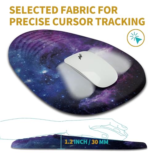 Hokafenle Ergonomic Mouse Pad Wrist Support with Stepped-Wedge Design, Wrist Rest Pain Relief Mousepad Filled with Memory Foam, Carpal Tunnel Mousepad for Wireless Mouse(12x8 inch, Galaxy) - color: KM016-Galaxy