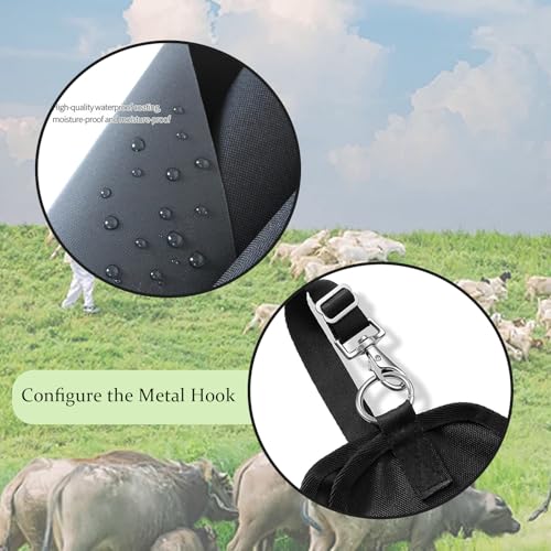 Goat Hay Feeder for Horses, Sheep with Adjustable Open Feed Hole for Slow Feeding-Black - color: Black