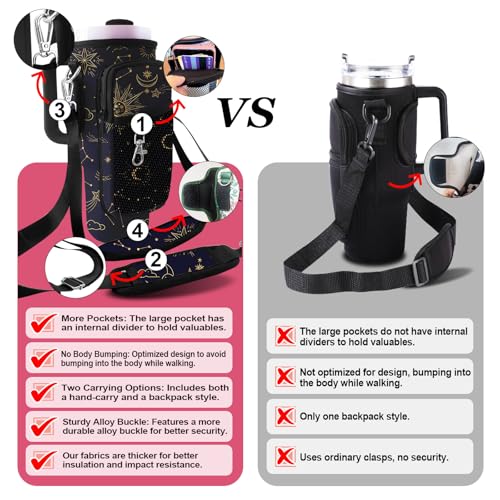 Stanley Carrier Bag for Stanley 40oz/30ozTumbler with Phone with 2 Adjustable Strap,3 Pockets Bottle Stanley Cup Carrier Bag & Case,Accessories for Hiking Travelling - color: Starry Sky