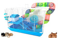 Mcage 2-Levels Hamster Habitat Home House Rodent Gerbil Mice Rats Animals Critters Cage Expansible and Customizable with Hide House Running Wheel Food Dish Water Drinking Bottle Deep Base - color: Blue, size: 19"L x 12"W x 15"H | 2-Floors