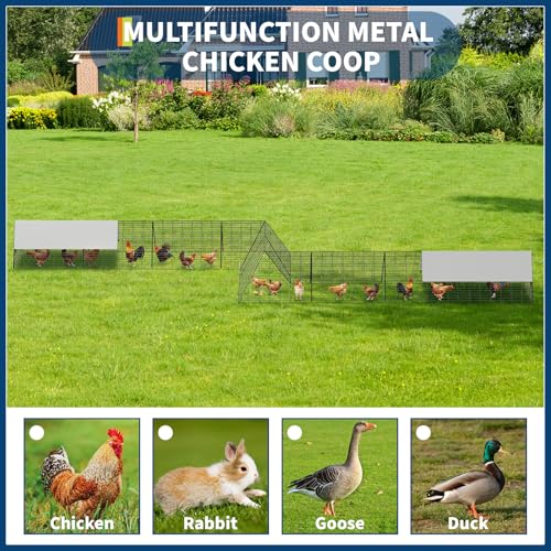 Large Metal Chicken Run Tunnel Waterproof Cover Outdoor Poultry Coop