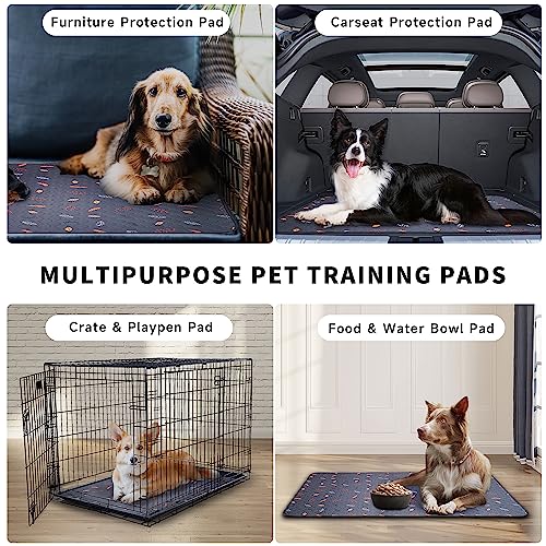 Sunheir Washable Pee Pads for Dogs, Reusable Puppy Pads for Dog Playpen 2PC | Thick Super Absorbent, Leak-Proof & Non-Slip, Waterproof Dog Pads for Puppy Playpen, Crate, Whelping Box, Potty Training Grey - color: Leaves - Deep Grey, size: 18x24 Inch (Pack