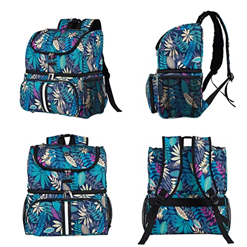 BAGLHER Pet Travel Bag, Double-Layer Pet Supplies Backpack (for All Pet Travel Supplies), Pet Travel Backpack with 2 Silicone Collapsible Bowls and 2 Food Baskets Hawaii - color: Hawaii