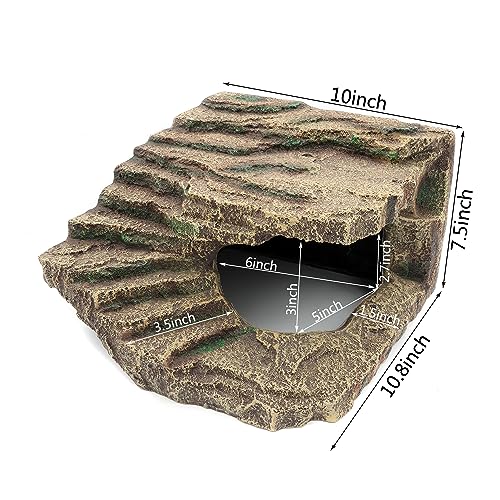 Resin Reptile Hideouts Cave Habitat Decor, B- Extra Large | For Gecko, Leopard Lizards, Toad, Turtle