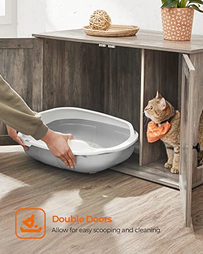 Feandrea Cat Litter Box Enclosure, Litter Box Furniture Hidden with Removable Divider, Indoor Cat House, End Table, 31.5 x 20.9 x 19.7 Inches, Greige UPCL002G01 - color: Greige, size: L (31.5"L x 20.9"W x 19.7"H)