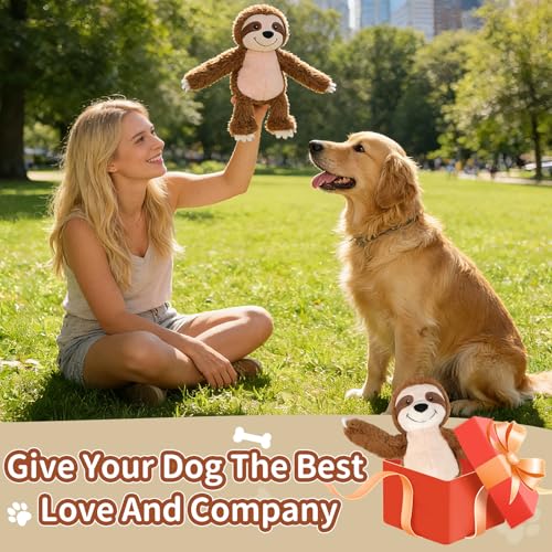Squeaky Sloth Plush Dog Toy,Sturdy and Soft Stuffed Animal Toy,Interactive Chew Dog Toy,Keeps Them Busy,for Small Medium and Large Dogs Cute Pet Toys