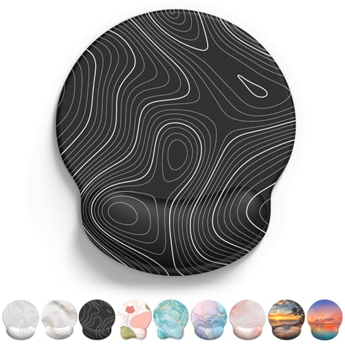 Mouse Pad with Wrist Rest, Comfortable Computer Mousepad with Gel Wrist Support Smooth Surface and Non-Slip PU Base for Pain Relief, Laptop, Office & Home (Black Line) - color: Black Line