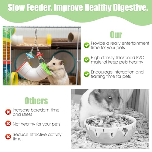 Rat Enrichment Toys, Rat Foraging Toy with Healthy Slow Feeder Design, Funny Hanging Rats Cage Accessories to Reduce Boredom for Pet Mice Hamsters Parakeets, Easy-Clean