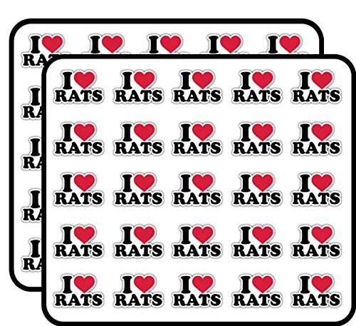 I Love Rats Slogan Decorative Scrapbooking Sticker Waterproof Vinyl Stickers for Water Bottle, Laptop & Phone Case – 50 Pack