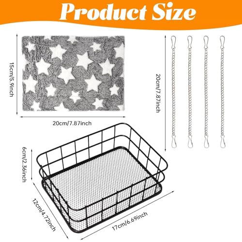 Rat Bed Platform with Blanket, Small Animal Bed Mat, Metal Cage Accessory, Small Pet Animal Rest Hammock, Habitat House Hide Toy for Guinea Pigs Chinchillas Hamsters Sugar Gliders