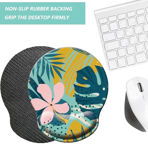 Mouse Pad with Wrist Support, Ergonomic Mouse Pad with Memory Foam Wrist Rest Cushion, Non-Slip Rubber Base Gaming Mice Pad for Home Office Computer Laptop, Petal - color: M28-Petal