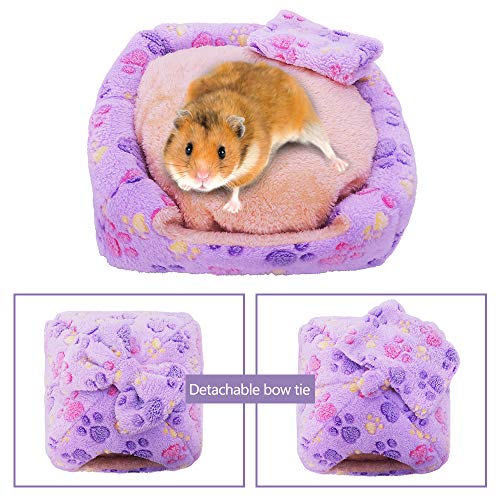 HOMEYA Small Animal Pet Bed, Sleeping House Habitat Nest for Guinea Pig Hamster Hedgehog Rat Chinchilla Hideout Bedding Snuggle Sack Cuddle Cup Cage Accessories with Washable Mat- XL(Purple) - color: Purple