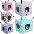 AceOrbit 5 Pcs Guinea Pig Cube Hammock Cozy Ferret Hanging Cage Hamster Hanging Toy Chinchilla Bed Hideout Plush Small Animal Bed House Squirrel Sugar Glider Reptiles(Mixed Colors,Spotted Heart) - color: Mixed Colors