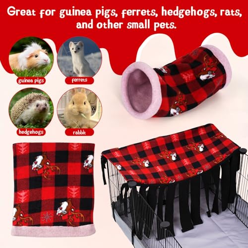 NAPLORD Small Pet Fleece Set,Guinea Pig Snuggle Sack, Tunnel,Fleece Forest Hideout,Square and Round Potty Pads for Guinea Pigs and More - color: Red, size: 1 piece Tunnel