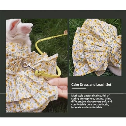 Rabbit Leash and Harness Set Adjustable Bunny Rabbit Dress Rabbits Clothes Outfit for Small Pet Ferret Guinea Pig Kitten Puppy (Blue,S) - color: Blue, size: S