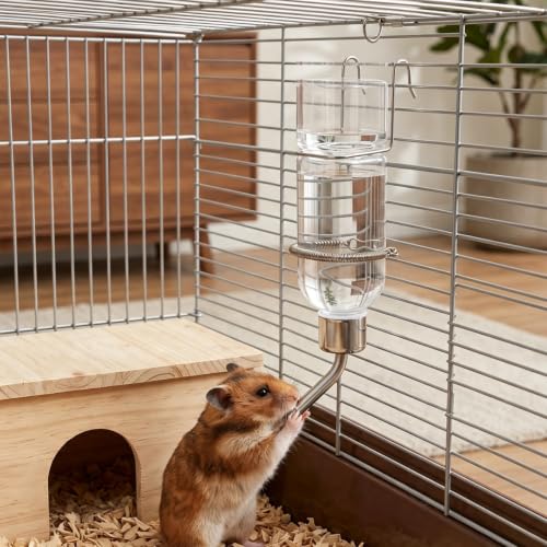 SEWACC 2pcs Pet Water Bottle for Cage Crate, 11. 8oz Non-drip Water Dispenser Hanging Waterer Drinking Bottle for Small Animal Rabbit Bunny Guinea Pig - size: 11.8oz