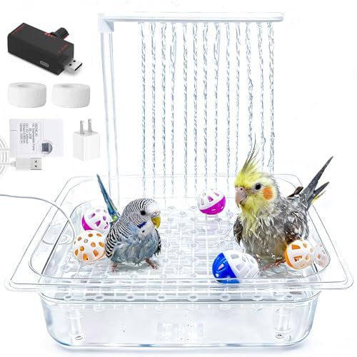 Parrot Bird Bath with Pump,Large Automatic Parrot Parakeet Shower Fountain | Bird Bathing Tub with Water Pressure Controller,Circulating Water System,Parrot Bath for Budgie Cockatiel Lovebird Conure - size: Style 2