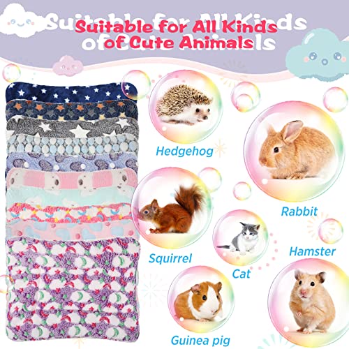 Tudomro 10 Pcs Guinea Pig Bed Mat with Cleaning Dustpan Brush 15" x 11" Animal Bedding Fleece Bunny Sleeping Pad for Small Dogs Cats Rats Hedgehogs Ferrets Hamster Indoor (Heart Star) - style: Heart Star
