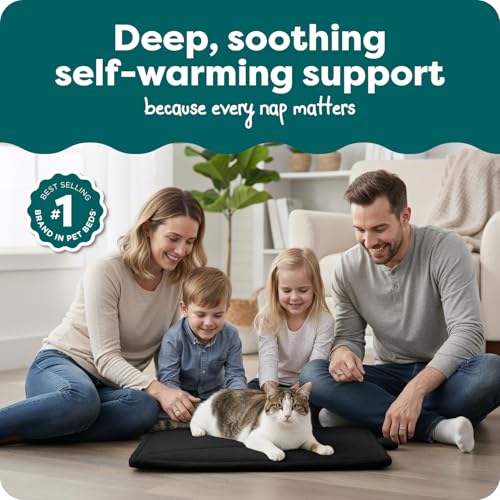 FurHaven ThermaNAP Self Warming Cat Mat, Dog Bed for Crates with Self-Warming Technology for Cozy Rest, Fully Machine Washable, Small, Plush Faux Fur, Black - color: Black, size: Small - 22"L x 17"W