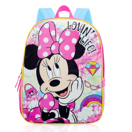 Minnie Mouse Backpack with Lunchbox Set for Girls School Bundle, More | 16in Large Durable Minnie Bookbag w/ Insulated Lunch Box Plus Water Bottle, Stickers, More - Minnie Mouse School Supplies