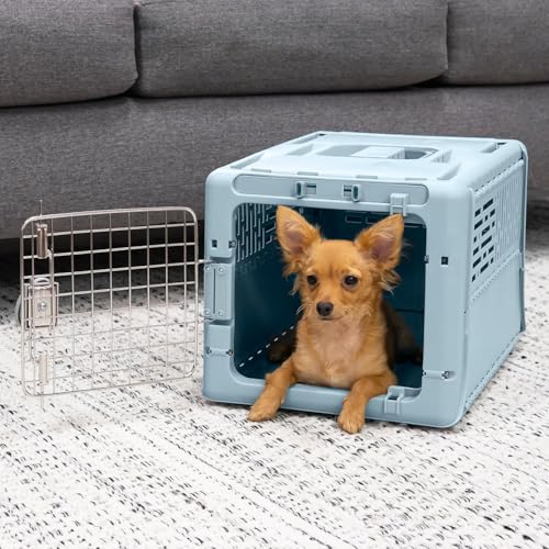 SportPet Designs Collapsible X-Small Pet Travel Carrier (Blue), Hard-Sided Kennel for Small Dogs, Puppies, Cats, Kittens, Animals up to 20lbs, Washable Home & Outdoor Pet Crate, 19.6"L x 13.5"W x 12"H - color: 19" X-Small (Blue)