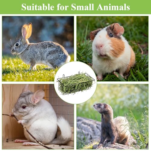 WOPPLXY 6 Pcs Rabbit Hay Feeder, Heavy Duty Metal Rabbit Hay Rack with Hooks, Bunny Hay Feeder Rack, Metal Rack Hay Holder for Rabbits Guinea Pigs, Small Animal Cage Accessories(9 x 4 x 2 Inch)
