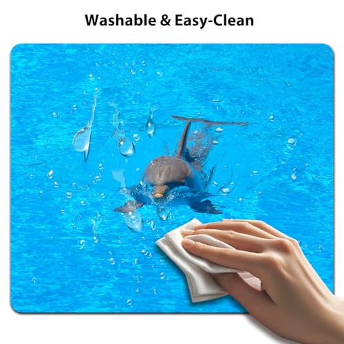 Ocean Dolphin Swimming Mouse Pad, Blue Ocean Water Desk Mat | 9.5"x 7.9", Cute Smooth & Anti-Slip Mousepad - color: Colorful Design Wknoon-Art 28