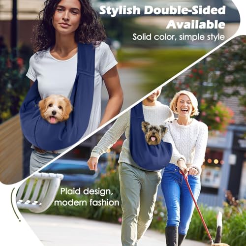 Pawaboo Small Dog Sling Carrier | Reversible Puppy Small Pet Carrier,Hands Free,Safety Buckle,Storage Pocket for Travel,Outdoor Activities Indigo - color: Indigo