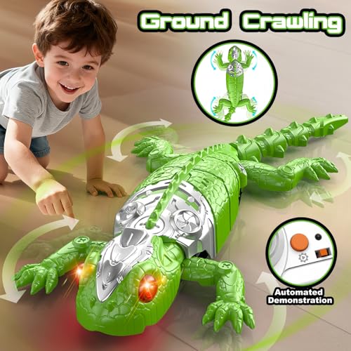 2026 Wall Crawler Gecko, Rechargeable Remote Control Robot Kids Toys, Gecko Wall Climbing Toy for Kids, Birthday, Easter, Christmas & Festival Gifts for Boys, Girls | Wall Climbing Toy with Gift Card for Kids, Boys, Girls, Halloween Toys, Birthday Gift (G