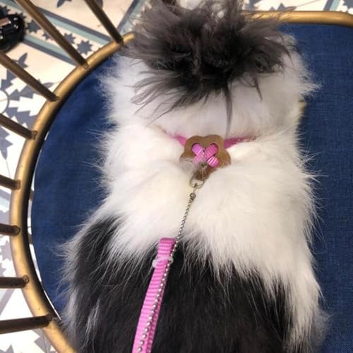 2 Pack Adjustable Hamster Leash Harness for Harness for Ferret Baby Rabbit Hamster Rat Mouse Leash Lead with Bell (Pink - color: Pink