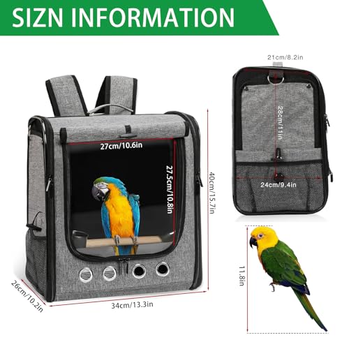 Bird Carrier Bag Bird Travel Cage with Stand, Lightweight Backpack for Parrot, Large Portable Bird Travel Bag, Pet Transparent Breathable Travel Cage