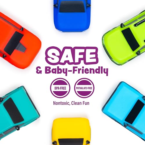 Tub Works® Everyday Cars™ Watertight Baby Bath Toys, 6 Pack | Sealed, No Hole Bath Toys Design Keeps Moisture Out | Soft, Squeezable & Floating Fun | Infant, Baby & Toddler Bath Toys | Car Tub Toys - style: Passenger Cars - 6pk