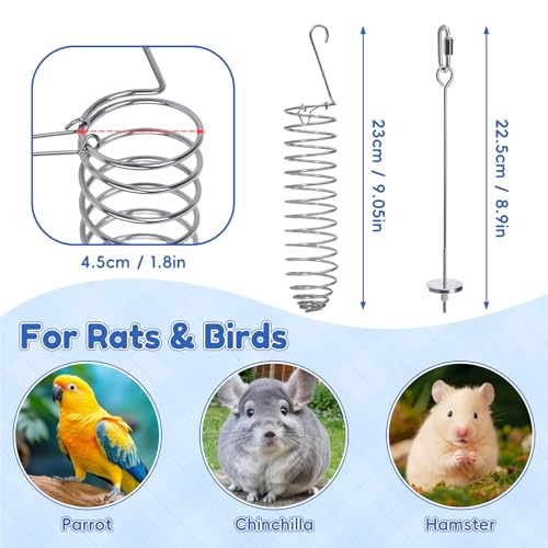 2Pcs Rat Enrichment Toys, 304 Stainless Steel Foraging Toy, Fruit & Vegetable Holder for Mice, Hanging Rodent Cage Accessories, Slow Feeder Puzzle Toy & Parakeet Foraging Tool