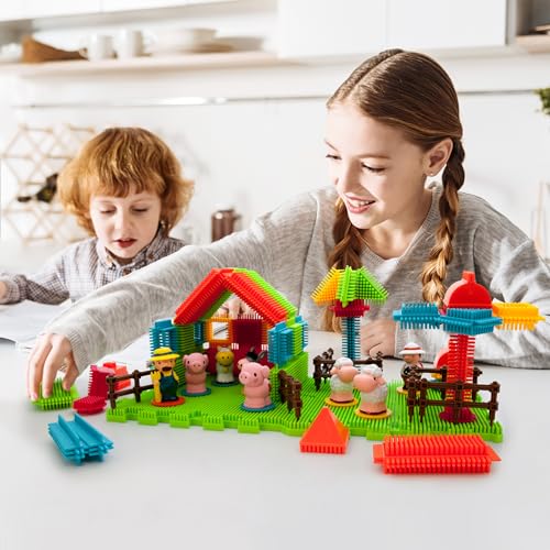 PicassoTiles PTB100 100pcs Hedgehog Shape 3D Building Blocks Tiles Farm Theme Set Learning Playset STEM Toy Set Educational Kit Child Branin Development Preschool Kindergarten Toy - color: Multicolored