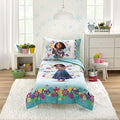 Disney Encanto Tropical Delight Pink and Aqua Flowers and Butterflies 4 Piece Toddler Bedding Set - Comforter, Fitted Bottom Sheet, Flat Top Sheet and Reversible Pillowcase - color: Disney Encanto