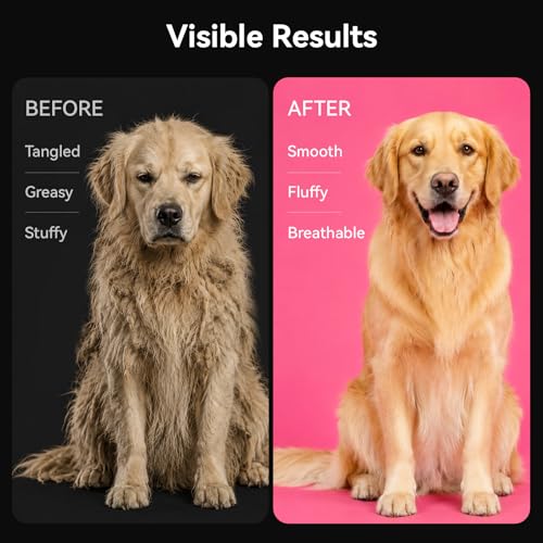 aumuca Dog & Cat Deshedding Brush – Pet Grooming Brush & Undercoat Rake for Long or Short Hair – Dematting Comb for Dogs, Cats, Matted Fur, Kitten, Puppy, Rabbit, Horse - color: Pink