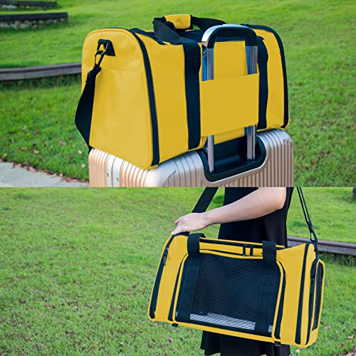 Soft Sided Carrier for Small Medium Cats Dogs,TSA Airline Approved Collapsible Travel Pet Carrier (Medium, Yellow) - color: Yellow, size: Medium