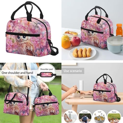 Pink Cherry Owl 2Nd Grade Backpack for Boys Girls Bookbag with Lunch Box Water Bottle Sleeves and Lightweight Pencil Case 4 in 1 School Bag with Compartment Back Packs for Daily Life - color: Pink Cherry Owl