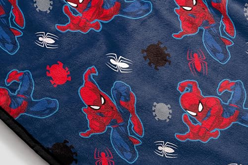 Jay Franco Marvel Spiderman Plush Throw Blanket - Measures 50 x 60 Inches - Kids Super Soft Blue Fleece Superhero Bedding - color: Blue - Spiderman
