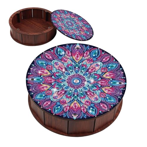 JISHSHAY Diamond Art Storage Box Mandala Diamond Painting Wooden Snack Box Mandala Gem Painting Candy Box Gem Art Organizer Case Embroidery Kit Mosaic Kits for Adults Storage Containers with Lid - color: Mandala 1