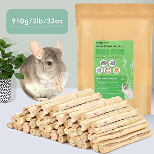 Bissap 910g/2Ib Sweet Bamboo Chew Sticks for Rabbits, Bunny Molar Treats Snack for Small Animals Hamsters Chinchillas Guinea Pigs Squirrels Natural Teeth Grinding Toys - size: 2 Pound (Pack of 1)