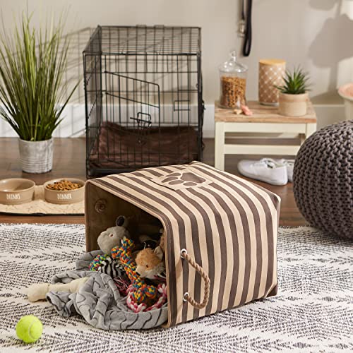 Bone Dry Pet Storage Collection Striped Paw Patch Bin, Large Rectangle, Brown - color: Brown, size: Large Rectangle