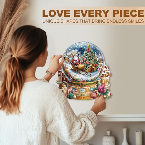 Christmas Crystal Ball Puzzles Adults Gifts Wooden 100 Pieces 8.5 * 8.2in - color: Christmas Crystal Ball, size: Small